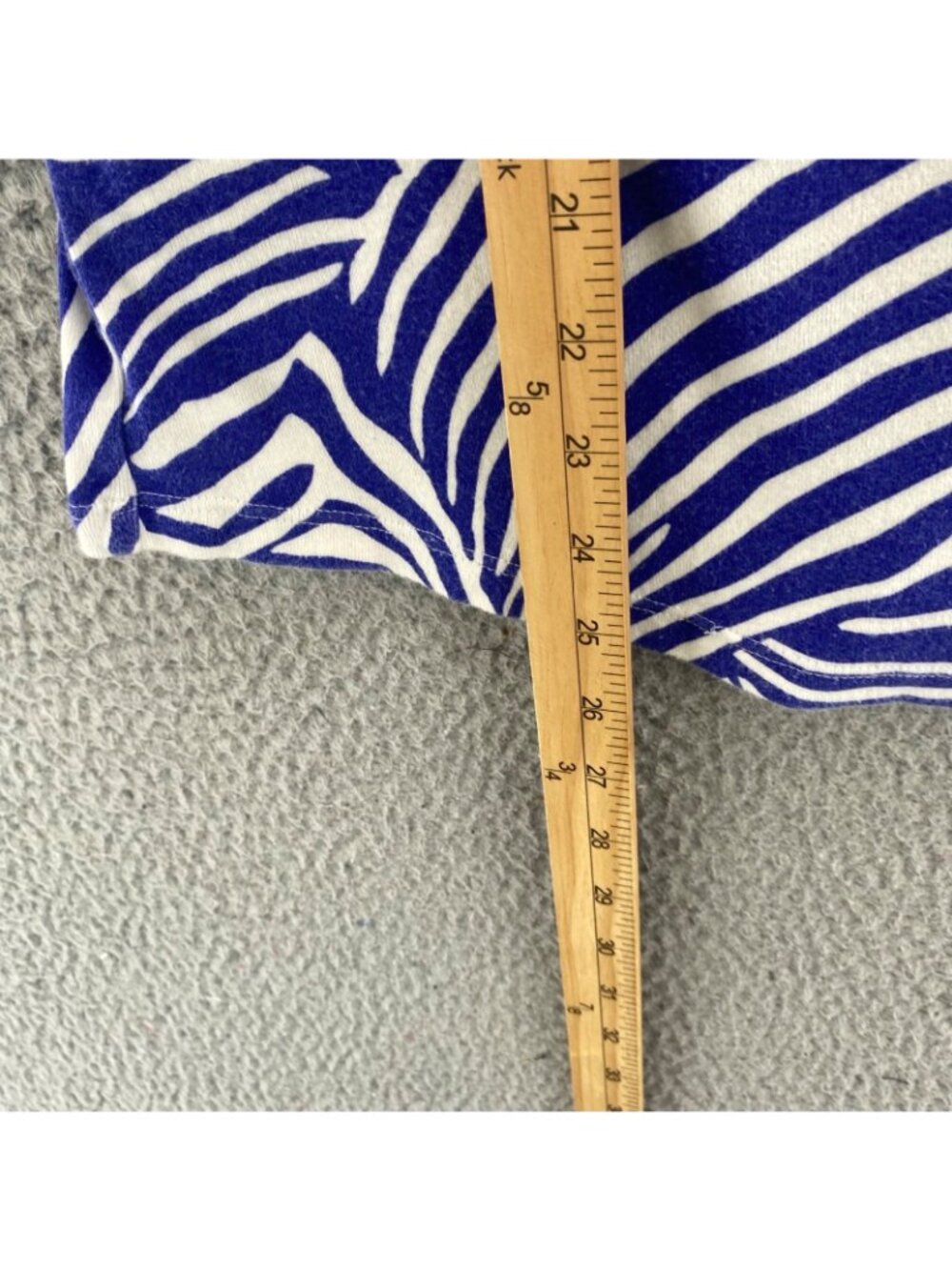 Chicos Top Womens 3 US Extra Large Blue Zebra Stripe Cotton Knit Tee Split Neck - Picture 9 of 10